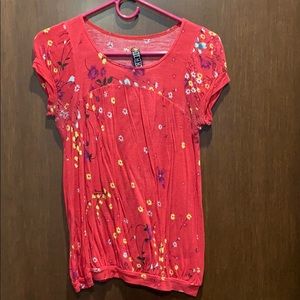 Short sleeve flowered red Free People top